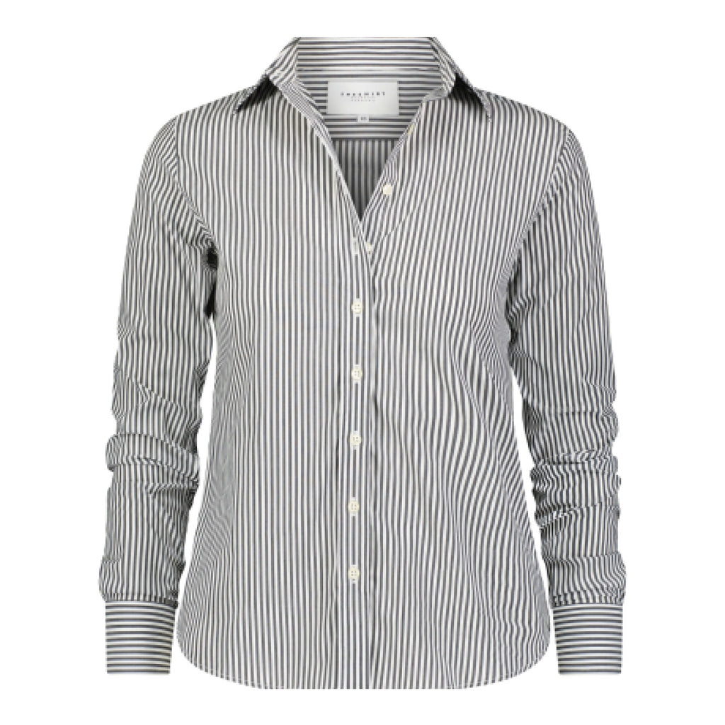The Shirt by Rochelle Behrens - The Icon Shirt in Stripe - Gunmetal/White