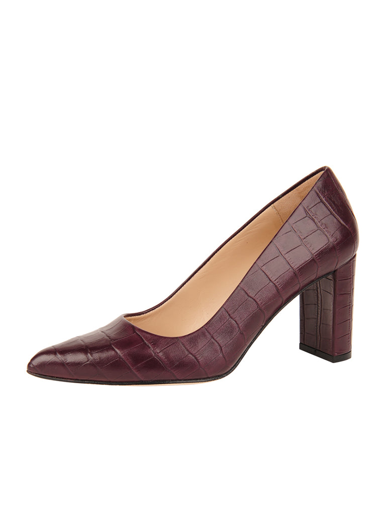 block heel pumps leather