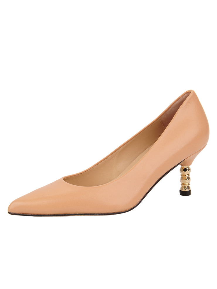 nude low heel pumps