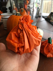 A craft showing how to make a pumpkin out of tissue paper.  Perfect for Fall and Halloween themed gifts! Could include candy, jewelry and more!