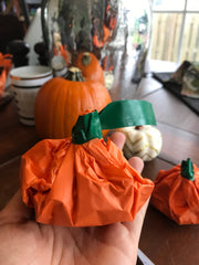 A craft showing how to make a pumpkin out of tissue paper.  Perfect for Fall and Halloween themed gifts! Could include candy, jewelry and more!