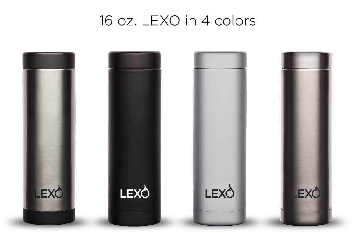 16 oz Lexo Thermal Cup, a phase change mug and constant temperature tumbler, in four colors