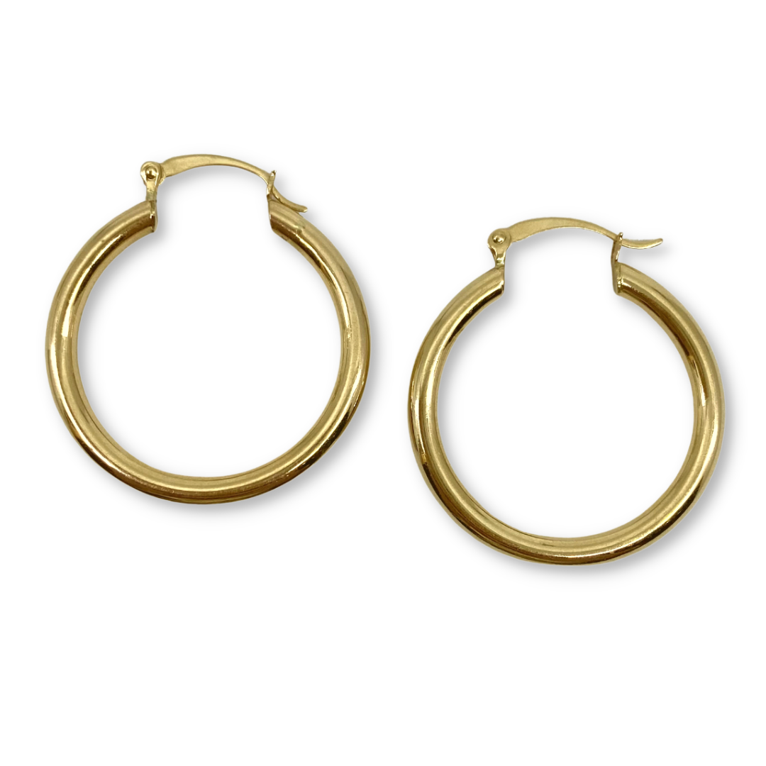 1" 14k Gold Hoops