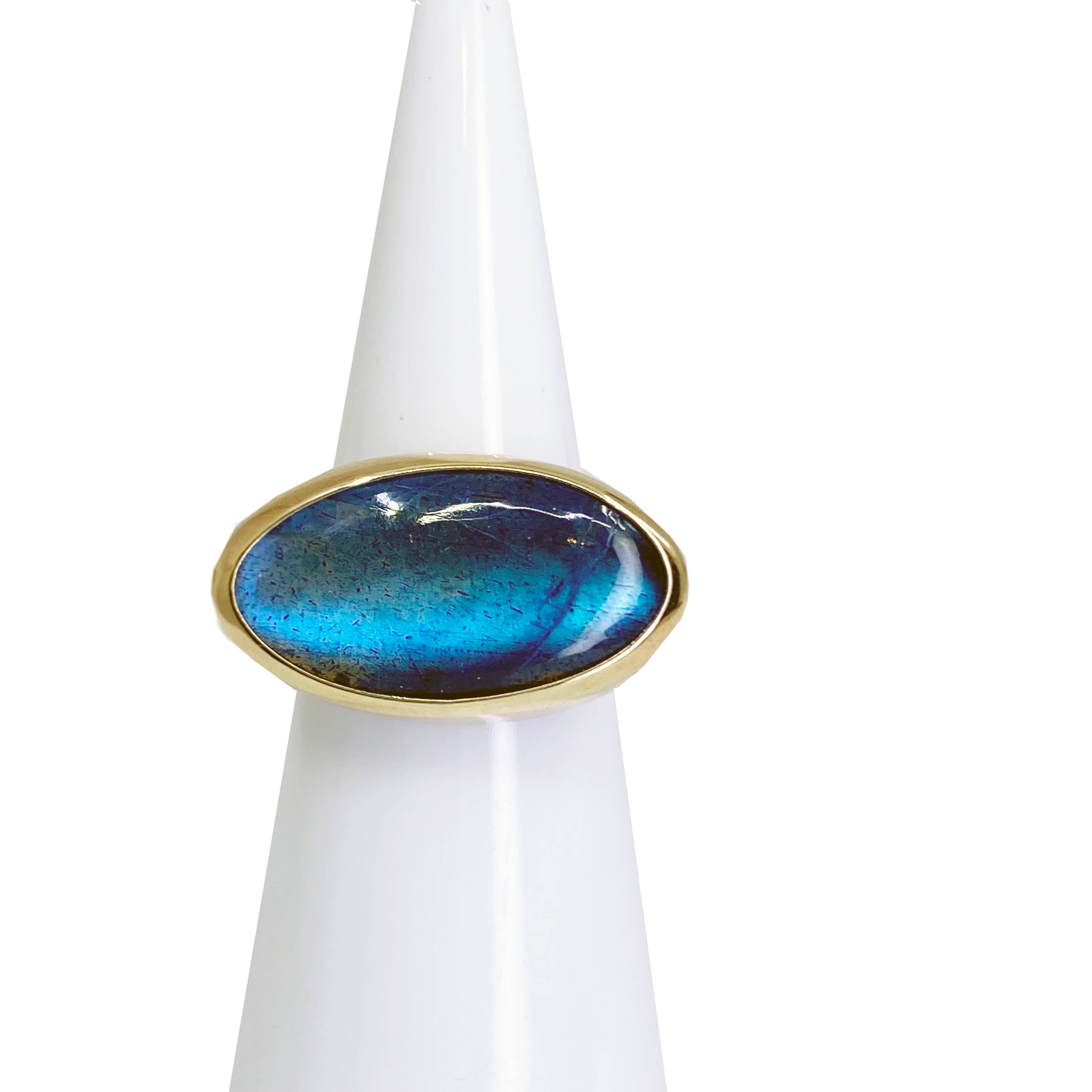 Gold Bezel Labradorite Ring