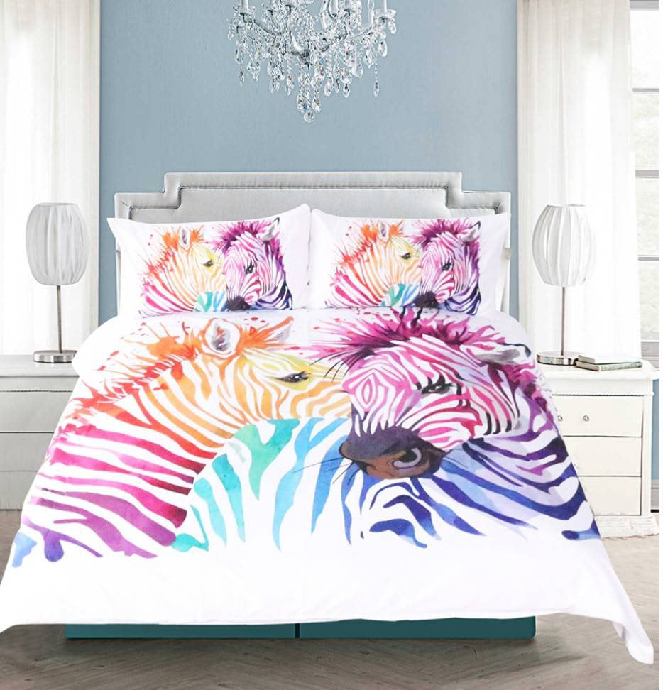 Zebra Duvet Cover Watercolors Duvet Cover Colorful Zebra Duvet