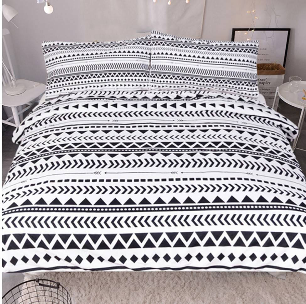 black and white bedding