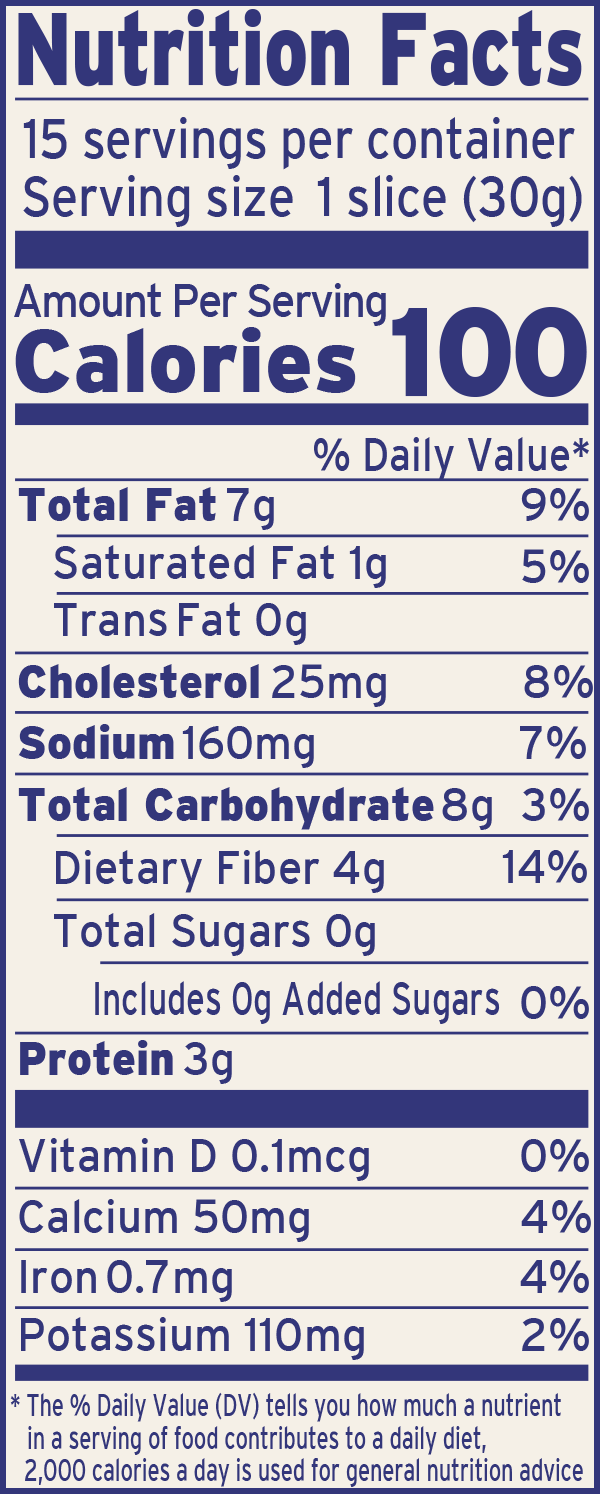 Base Culture 7 Nut & Seed Bread Nutrition Fact Panel