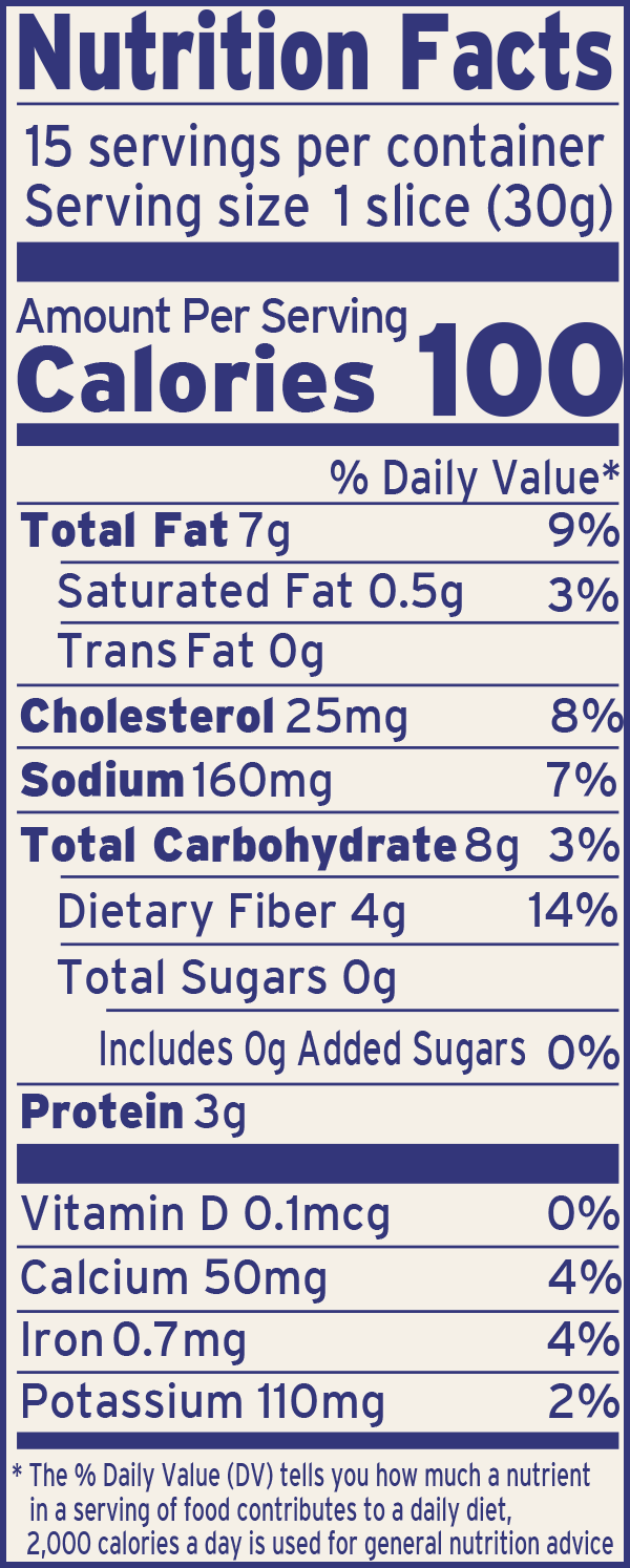 Base Culture Keto Bread Nutrition Fact Panel