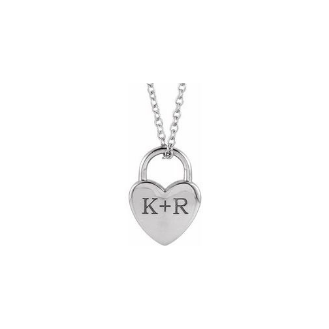 Engraved Heart Lock Necklace