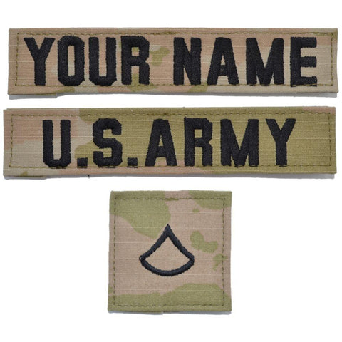 Army Name Tape: Individual Name - Embroidered on OCP with Hook Closure