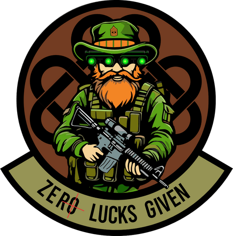 Tactical Leprechaun Patch AR15 Cut to Shape wearing Green Tactical Gear -  4 Embroidered Patch