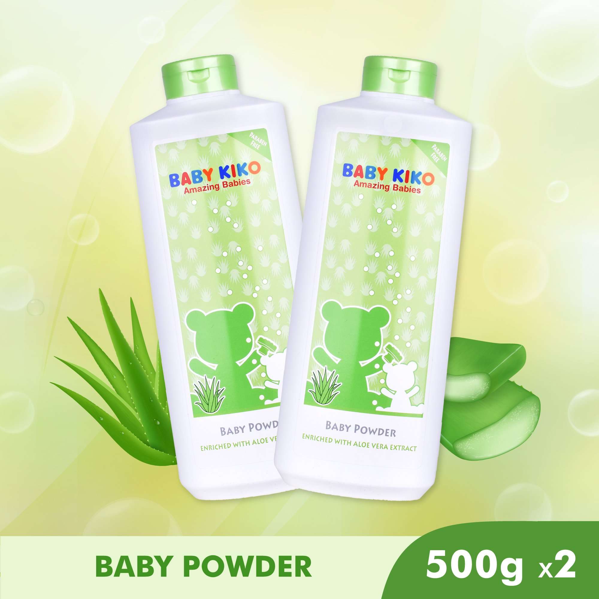 Baby Kiko Baby Powder With Aloe Vera Moisturizing Twin Pack
