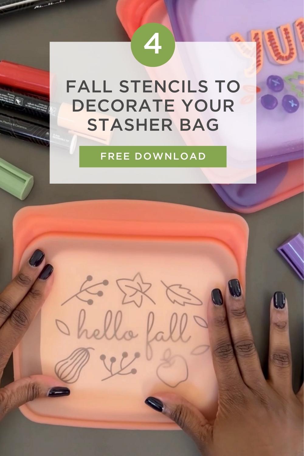 4 Fall Stencils for Decorating Stasher Bags