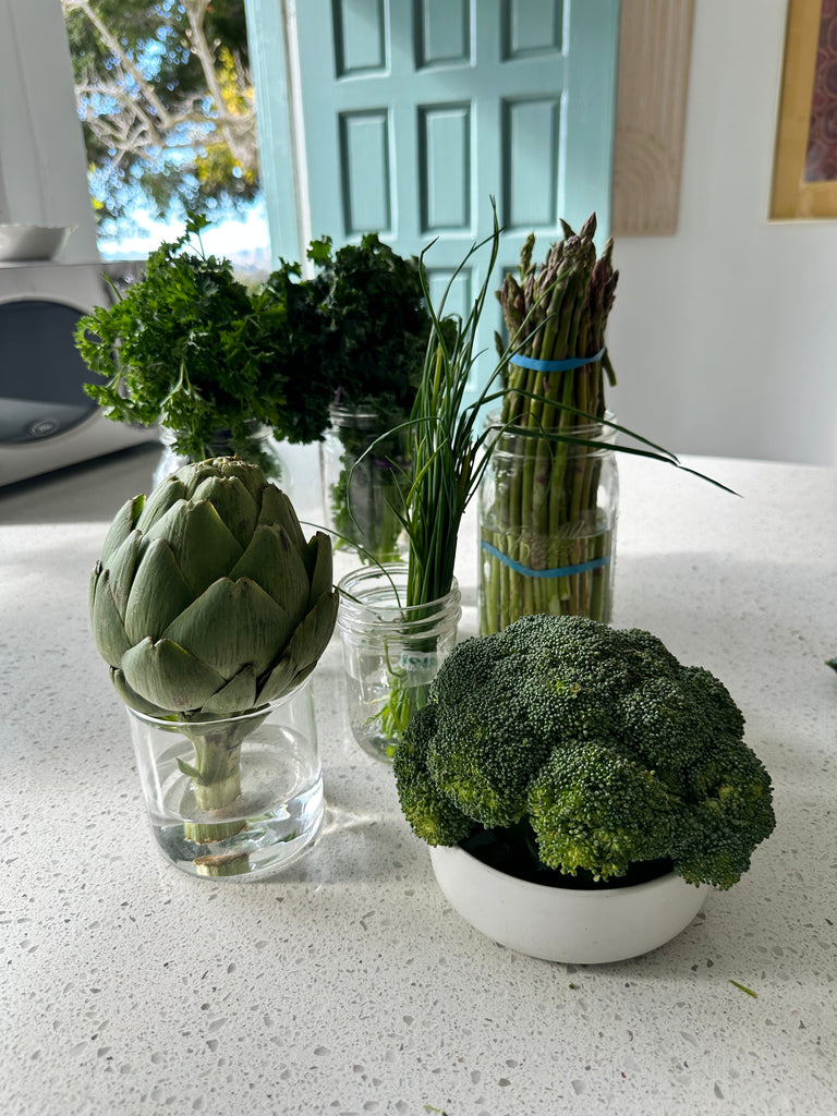 Making veggie bouquets for fridge