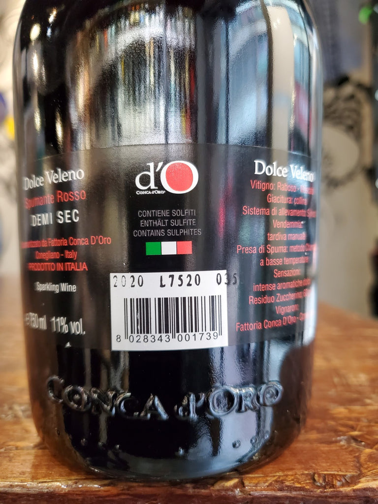 Conca d'Oro Spumante Dolce Veleno (Raboso, Moscato) Demi Sec - Italy ...