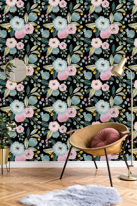 SHOP Vintage Blush Peony Floral Selfadhesive Fabric Wallpaper Mural   Olive et Oriel