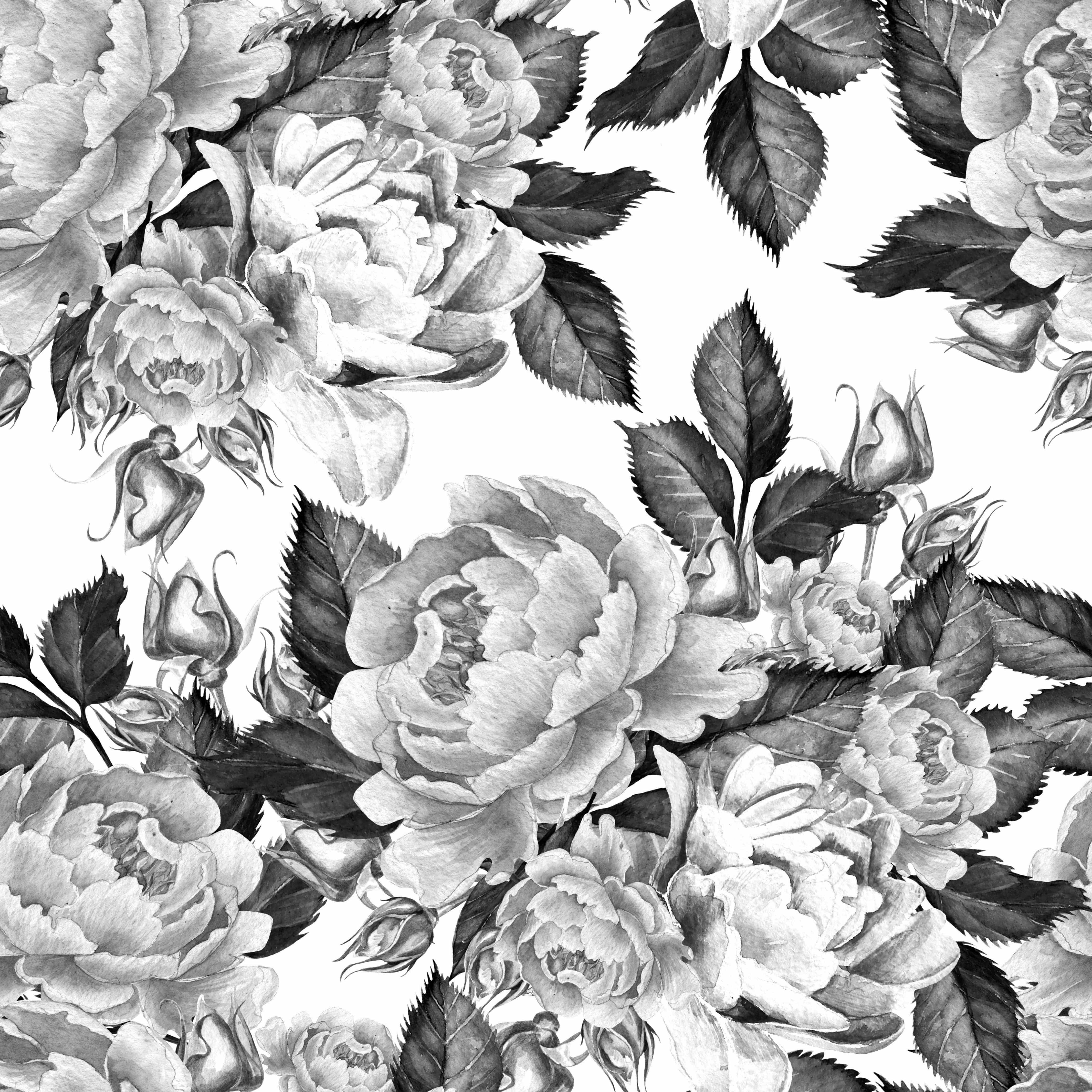Seamless Vector Floral Wallpaper Decorative Vintage Pattern With Flowers  And Twigs White Peony Silhouette On Gray Background Stock Illustration   Download Image Now  iStock