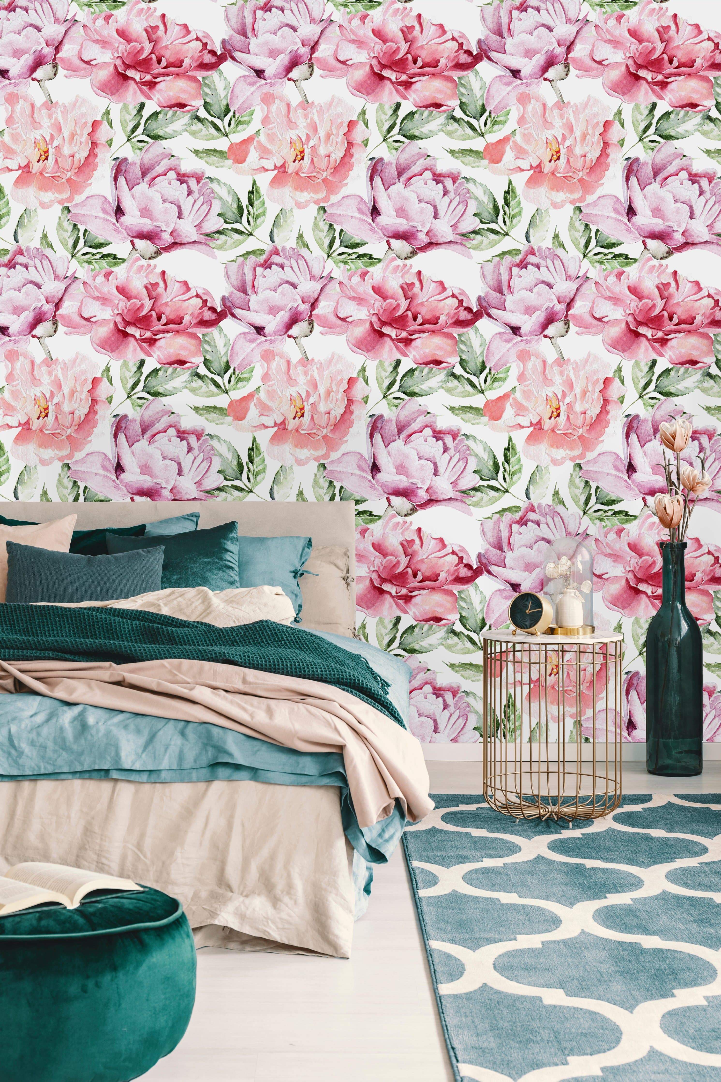 Watercolor Peony Bestselling Wallpaper Peel and Stick  EazzyWalls