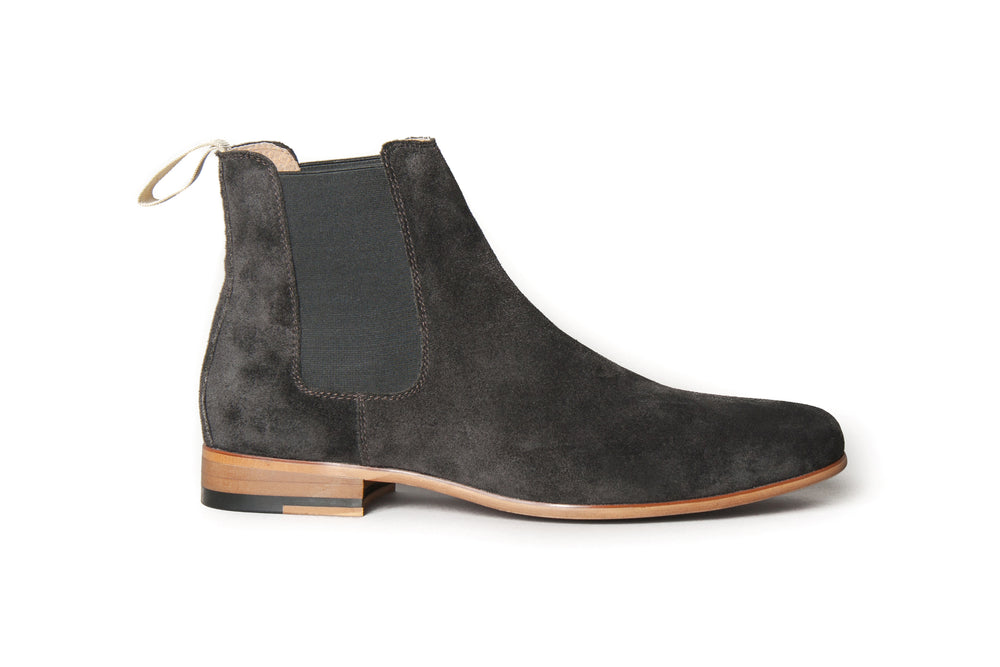 charcoal suede chelsea boots