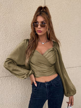Load image into Gallery viewer, Bishop Sleeve Shirred Crop Blouse-ekchic.myshopify.com-TOPS
