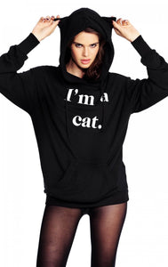 slogan print cat ear hoodie