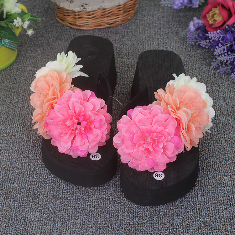 pink flower flip flops