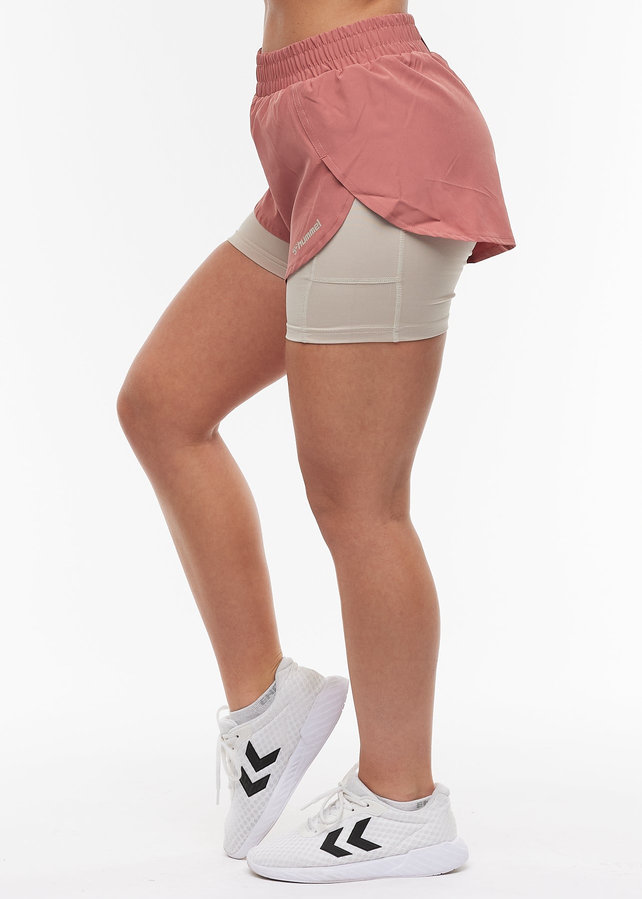 #3 - HUMMEL - TRACK 2 IN 1 SHORTS WITHERED ROSE - XS