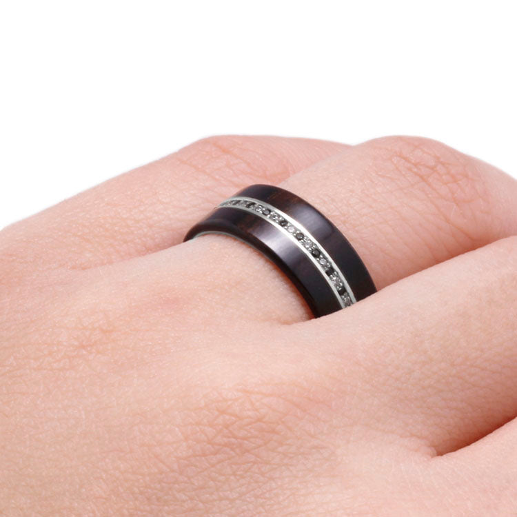 Donovan | Diamond Eternity Ring With Ebony Wood, Platinum Band - DJ1001PT