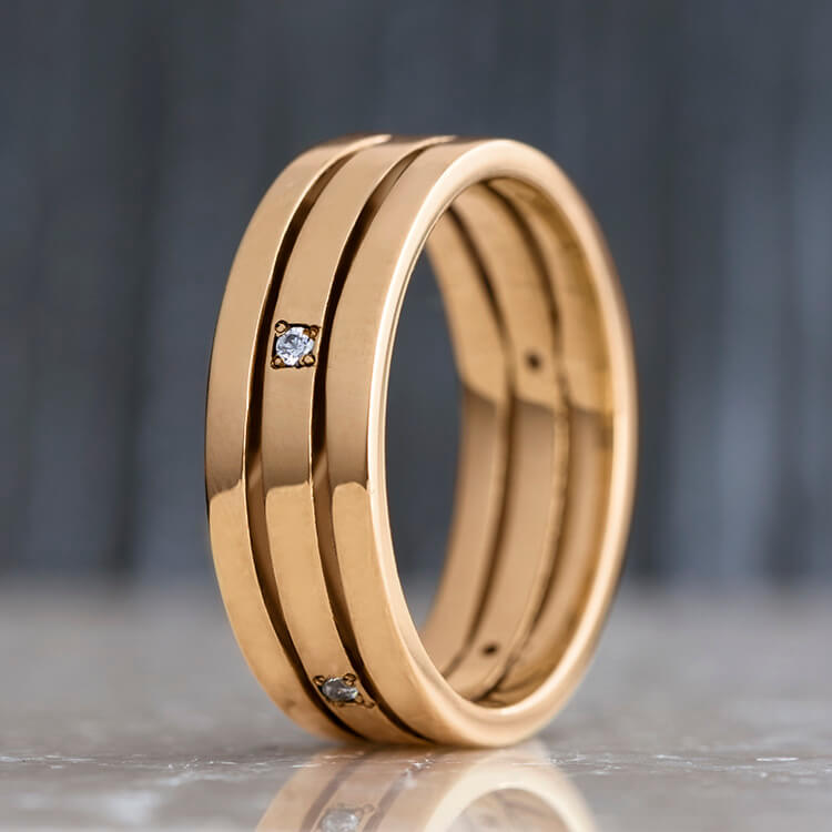 Aviator | 14k Rose Gold Wedding Band, Diamond Eternity Ring - DJ1002RG