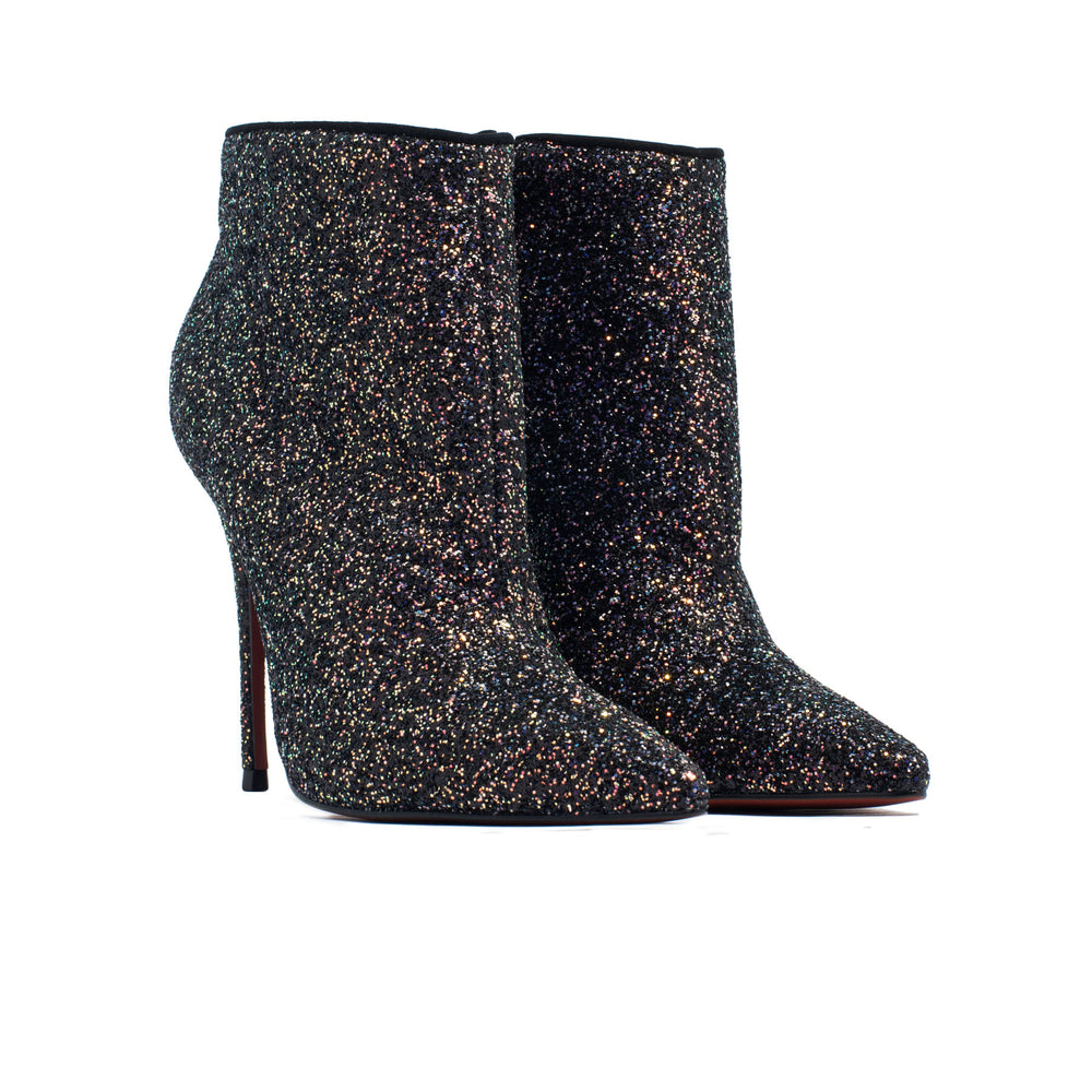 black glitter ankle boots