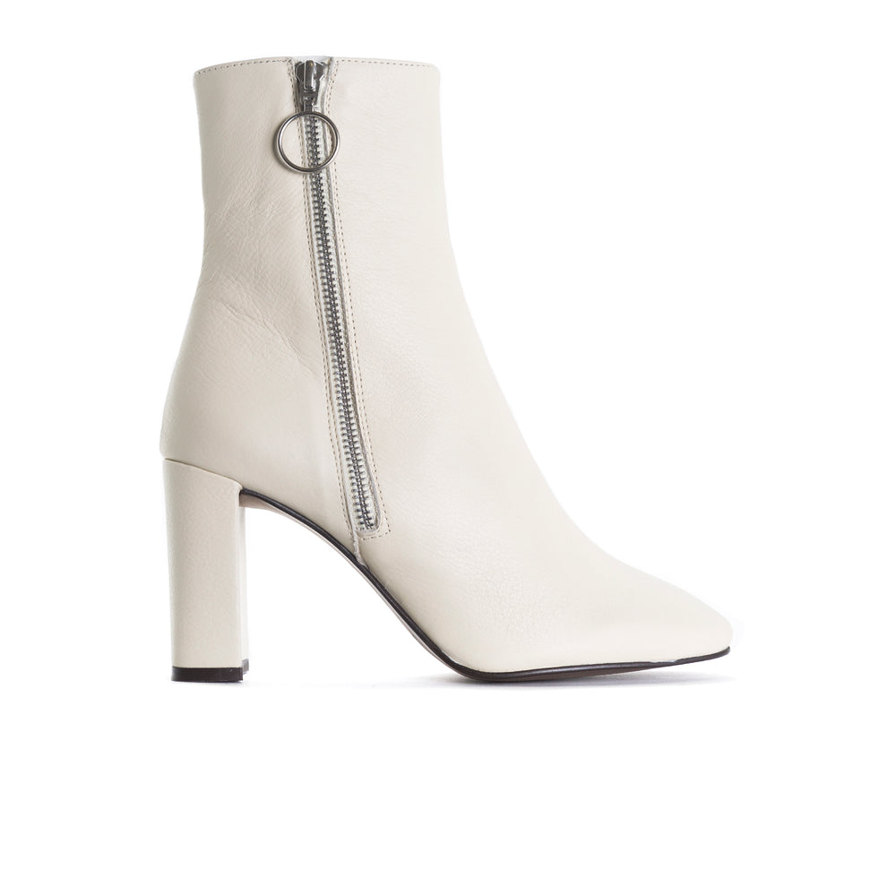 Kastoria Off White Leather Ankle Boots 