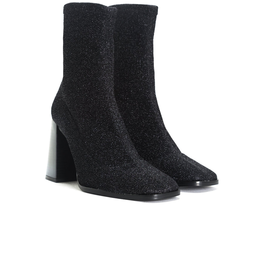 black stretch ankle boots