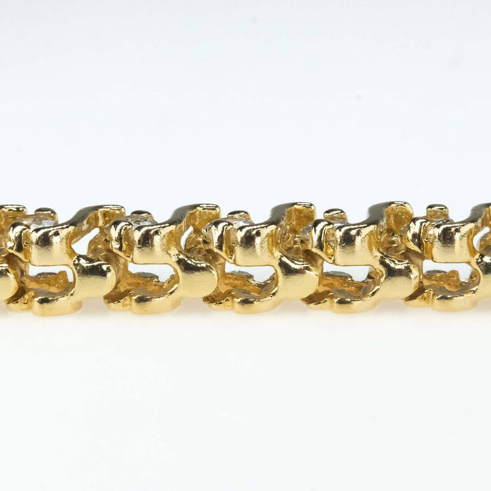 Small round diamond bracelet 14K gold-packed gold-injected double