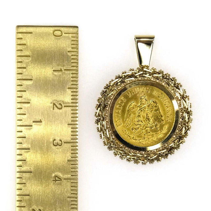 1955 22K 5 Pesos Coin Pendant w/ 14K 