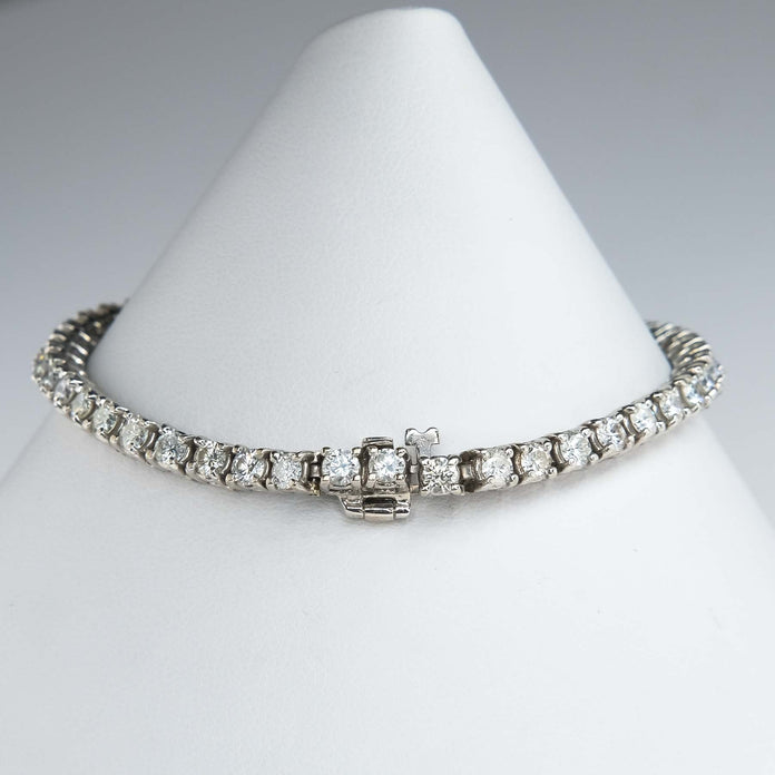 Agape Simulated Round Cut Double Tier Tennis Bracelet