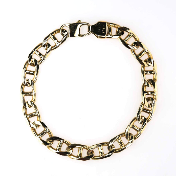 Amazon.com: Nuragold 14k Yellow Gold 8mm Solid Rope Chain Diamond Cut Link  Bracelet, Mens Jewelry 7.5