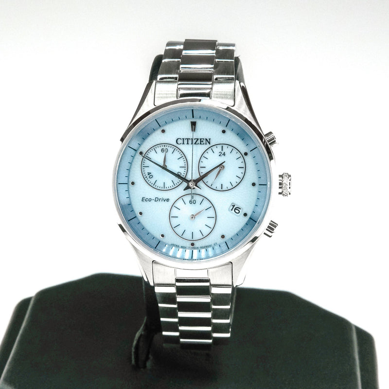Citizen Eco-Drive Chandler Chronograph Ladies Stainless 32mm Watch FB1440-57L Watches Oaks Jewelry 