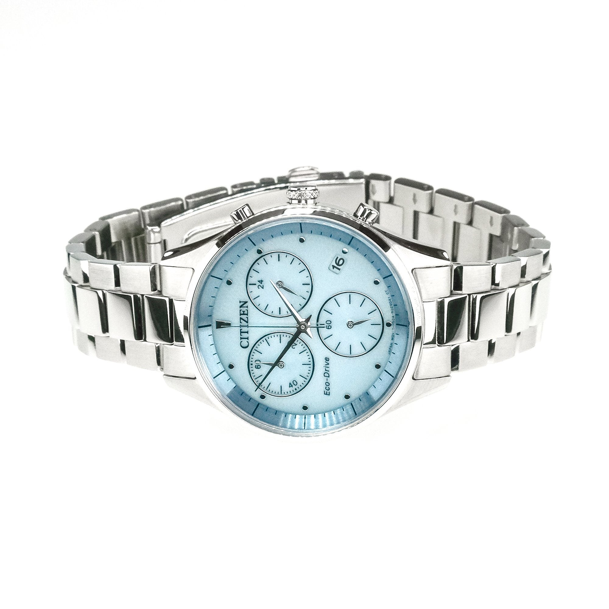 Citizen Eco-Drive Chandler Chronograph Ladies Stainless 32mm Watch FB1 –  Oaks Jewelry