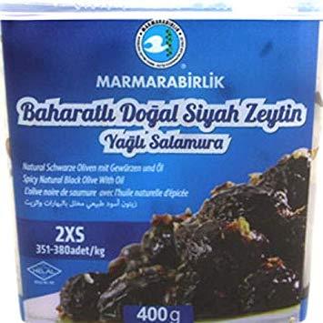  Black Olives 2XS With Spices - 400gr - Turkish Mart 