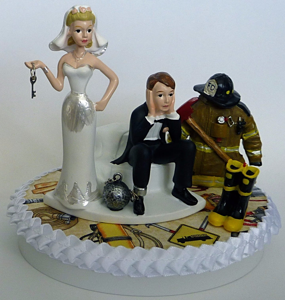 Wedding Cake Topper Fire Department Firefighter Fireman Themed Key B