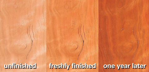 We can help you understand how your cherry wood will "richen" with age at Modern Bungalow.
