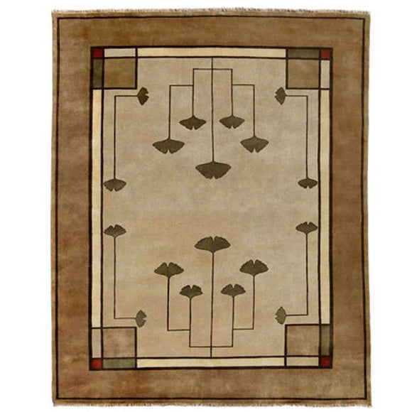 Ginkgo Beige Rug Pc 21a Craftsman Mission Style Ginkgo Motif Rug