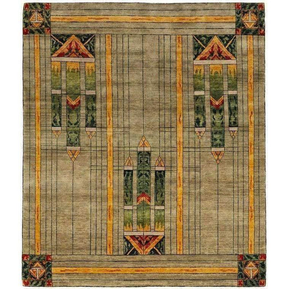 Stained Glass Green Wool Rug Pc 50a Mission Style Hand Knotted Rug