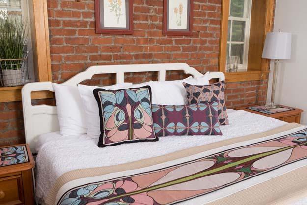 Art Nouveau Floral Pillow- Violet Accent Throw Pillows Rennie and Rose 