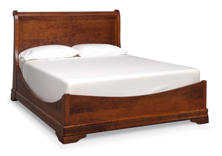 Simply Amish Louis Philippe Sleigh Bed With Low Footboard In Your Choice Of Wood And Finish