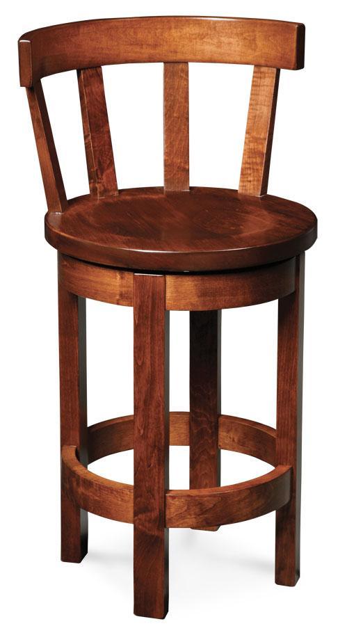 Simply Amish Dining Barrel Swivel Barstool with Back 18 inch h 