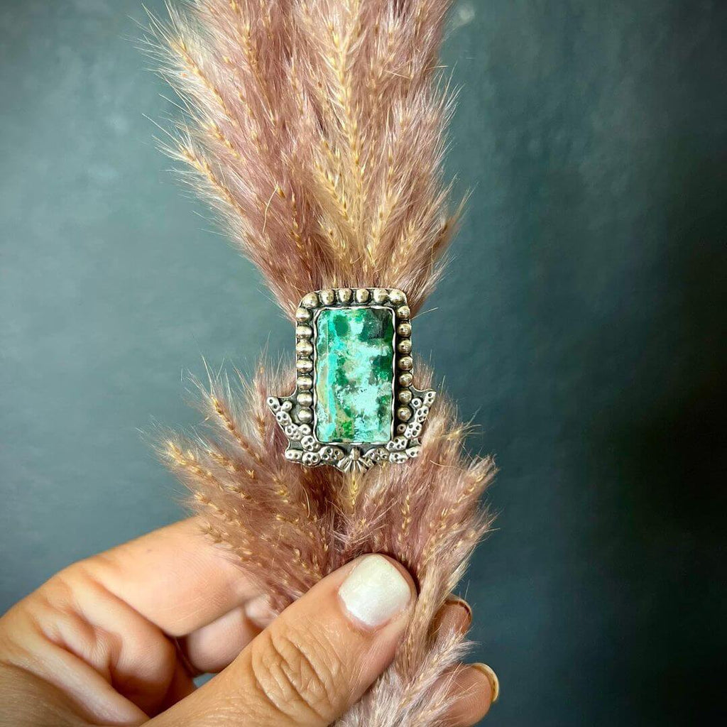 Bar-shaped turquoise ring by @277silverco on Instagram