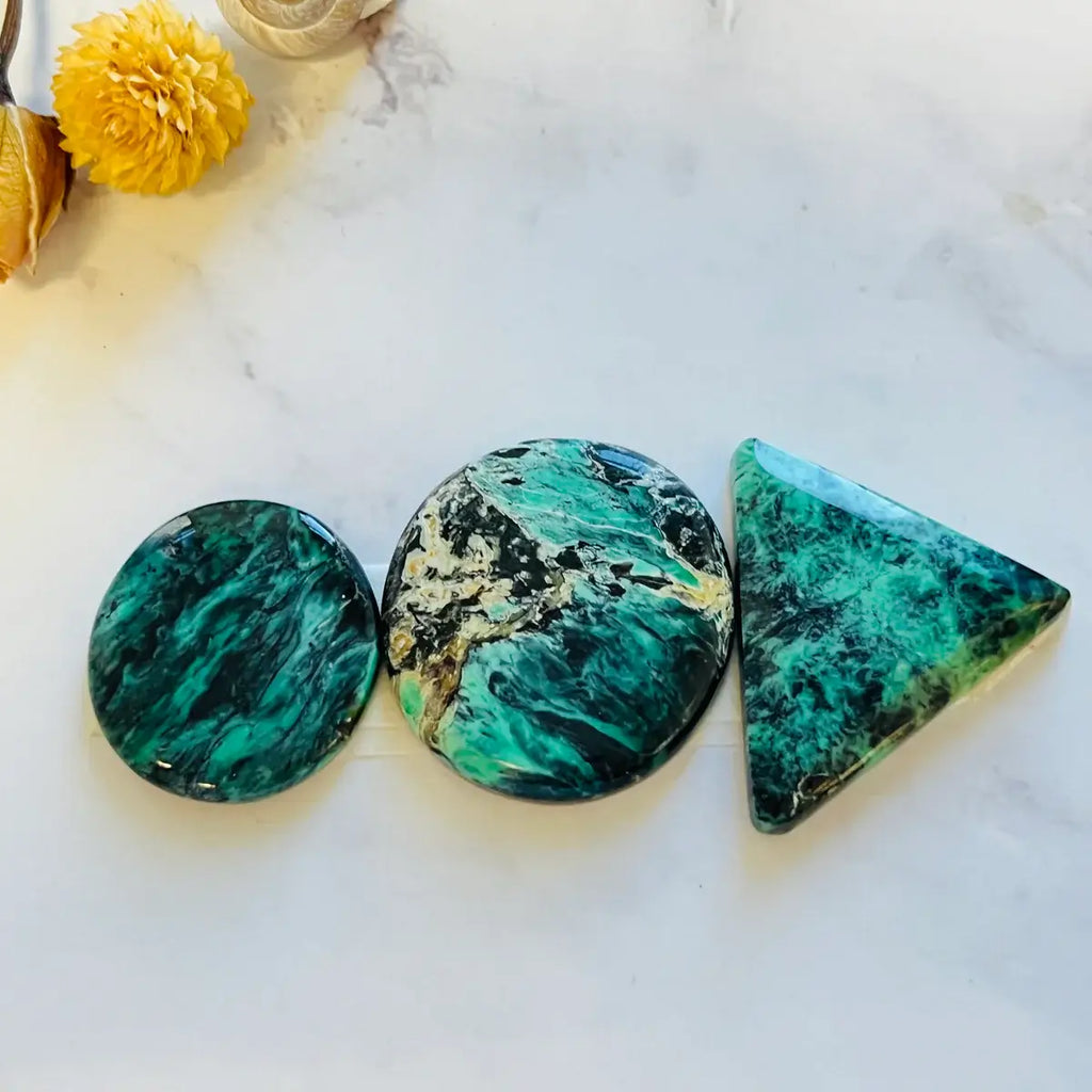 Emerald Rose Variscite cabochons