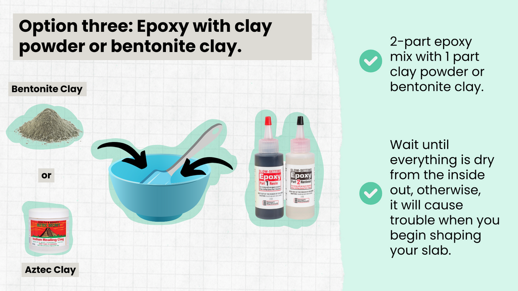 How to apply epoxy with clay powder or bentonite clay for backing natural stones