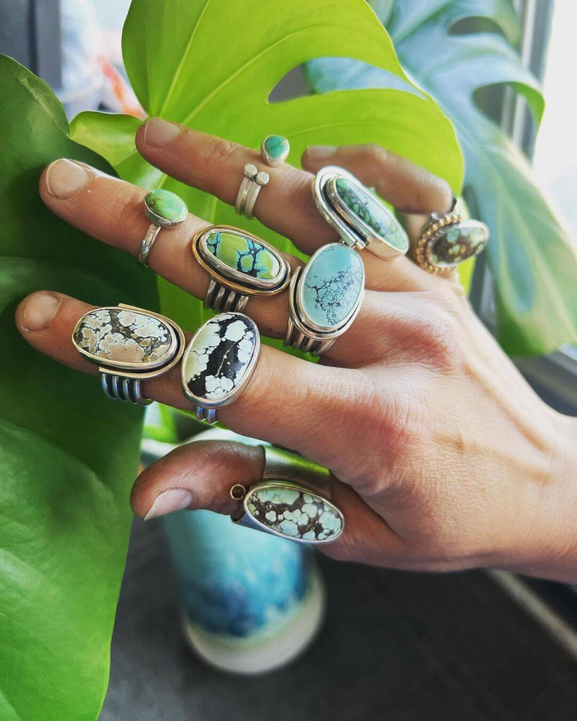 turquoise rings by @arianna_nicolaijewelry on Instagram